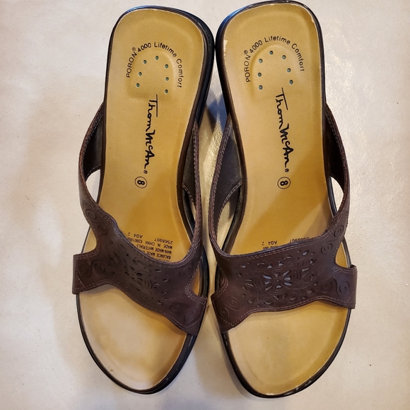 Thom Mcan leather Sandals open toe wedge heel - Picture 2 of 6